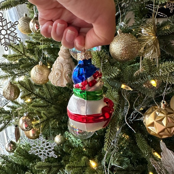 Holiday Inspirations Glass Ornament SNOWMAN Blown Glass Christmas 3.5" New - Picture 5 of 10
